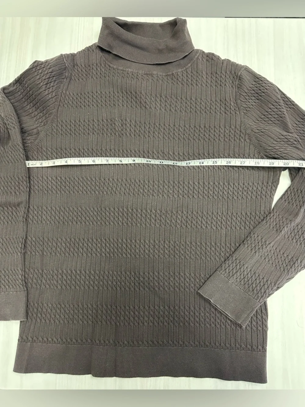 Tommy Hilfiger Women's Dark Brown Cable Turtleneck Sweater - Picture 4 of 9